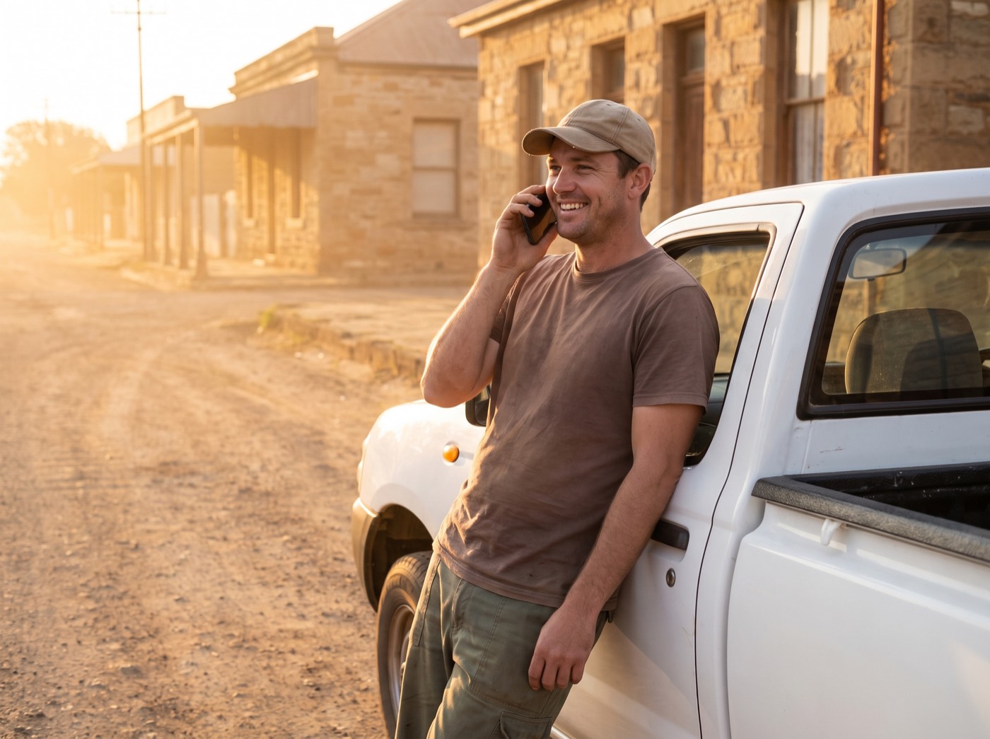 A Madaraka driver beside his bakkie in a Free State town